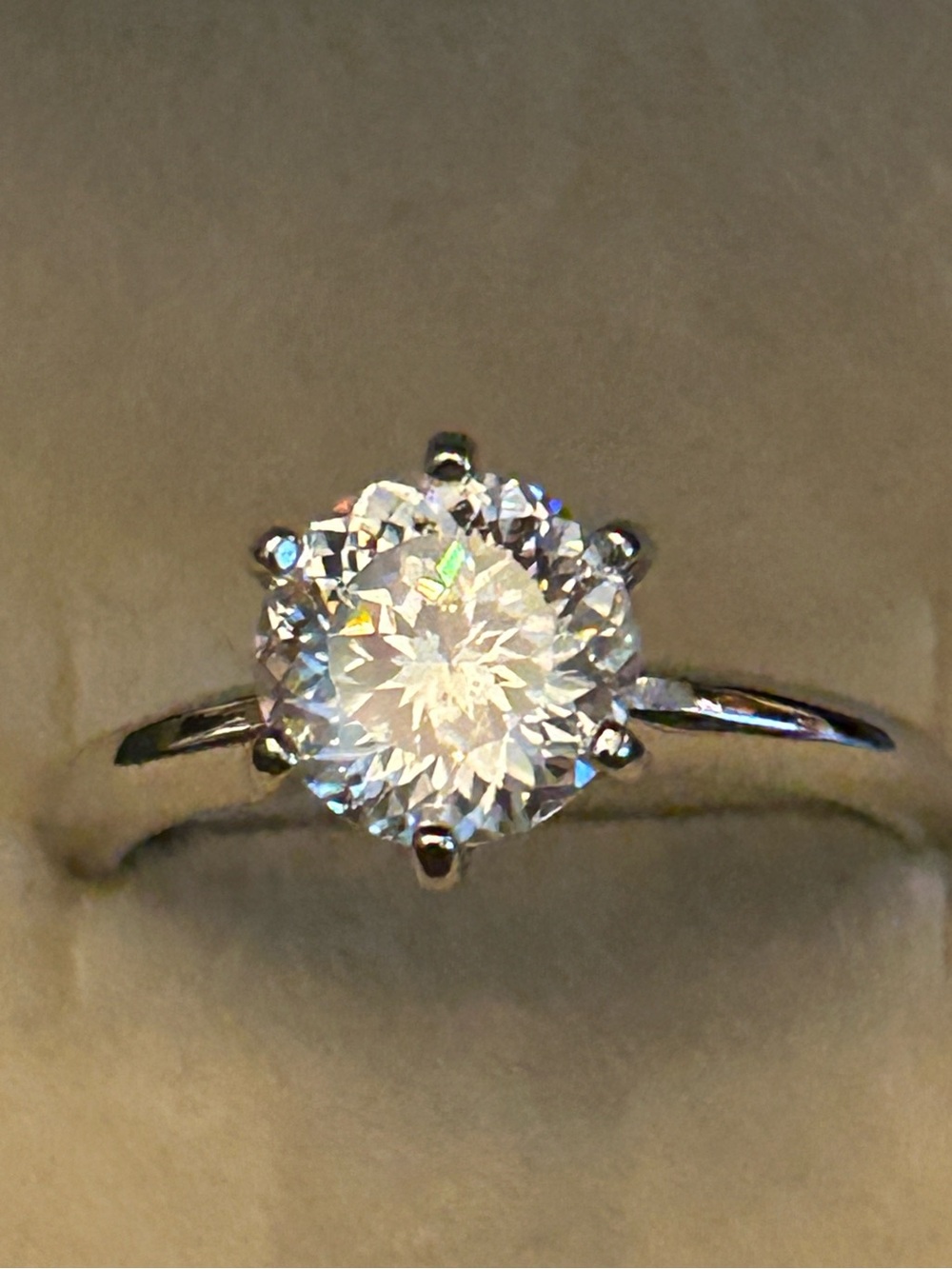 1.00 Carat Brilliant Round Portuguese-Cut Solitaire Ring in 925 Sterling Silver